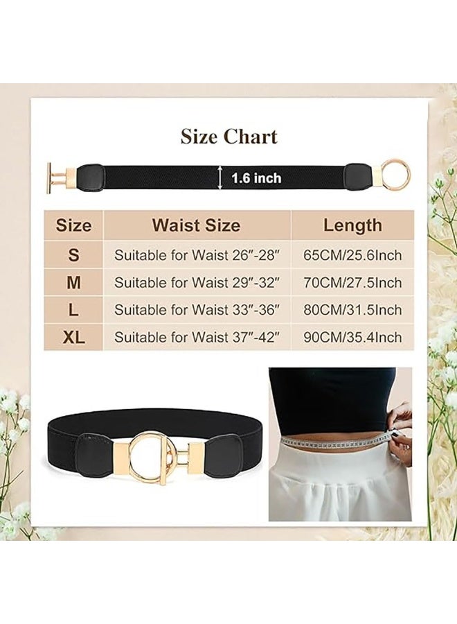 ChicAbode 2 Pack Women Wide Elastic Waist Belt, Vintage Stretchy Waistband with Retro Double O-Ring Buckle for Dresses Sweater - Image 2